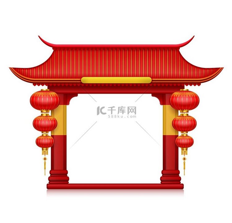 中国灯笼门写实构图红色小气球由