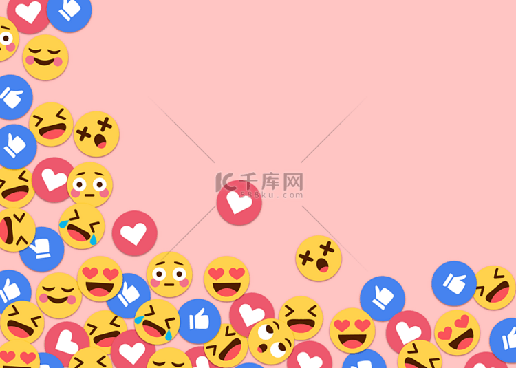 emoji表情渐变粉色点赞社媒背景