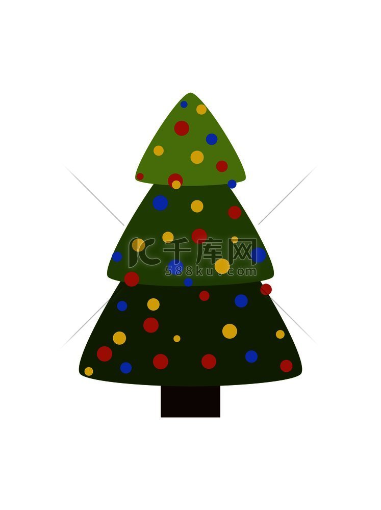 圣诞假期的树形图标符号，彩色圆