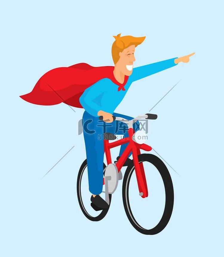 自行车超级英雄拯救世界的卡通插