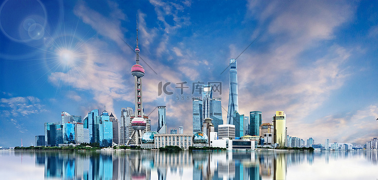 上海东方明珠蓝色大气城市