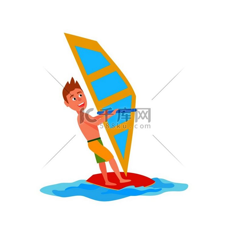 帆板运动夏季运动或活动，男性与