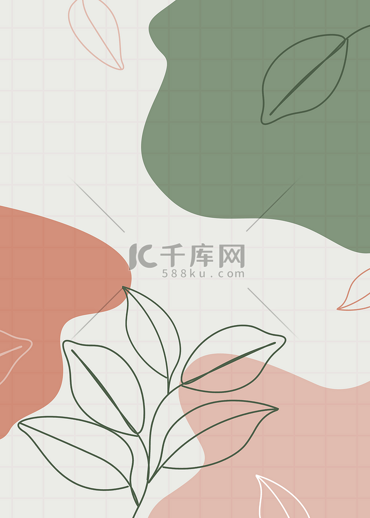 树叶抽象线条彩色涂鸦镂空叶片背