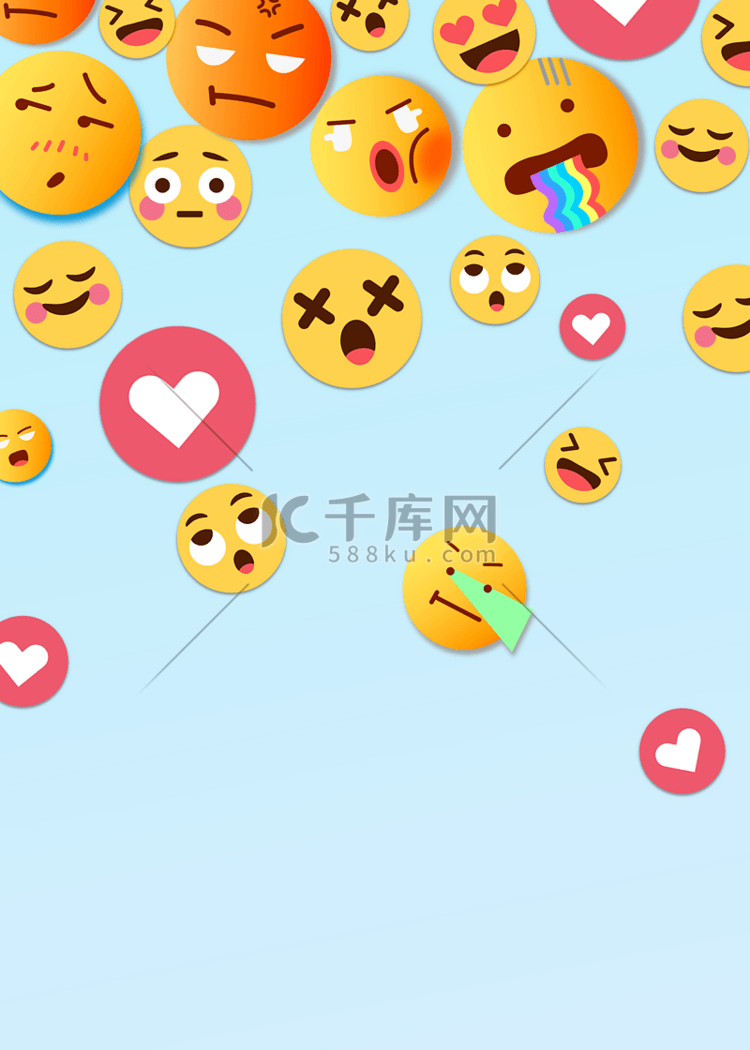 emoji表情卡通蓝色社媒背景