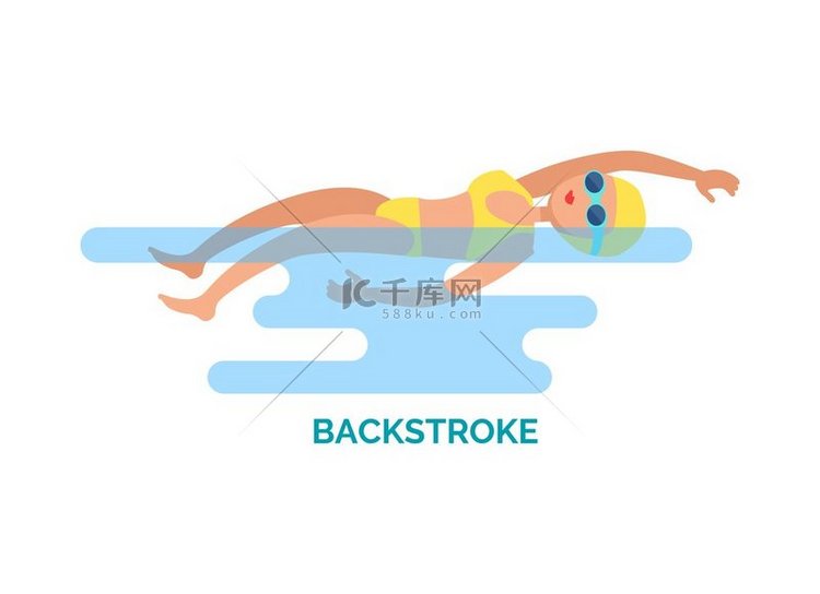 仰泳游泳运动员用手漂浮在背上。