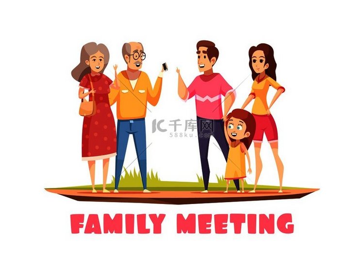 幸福的家庭会议设计组合与祖父母