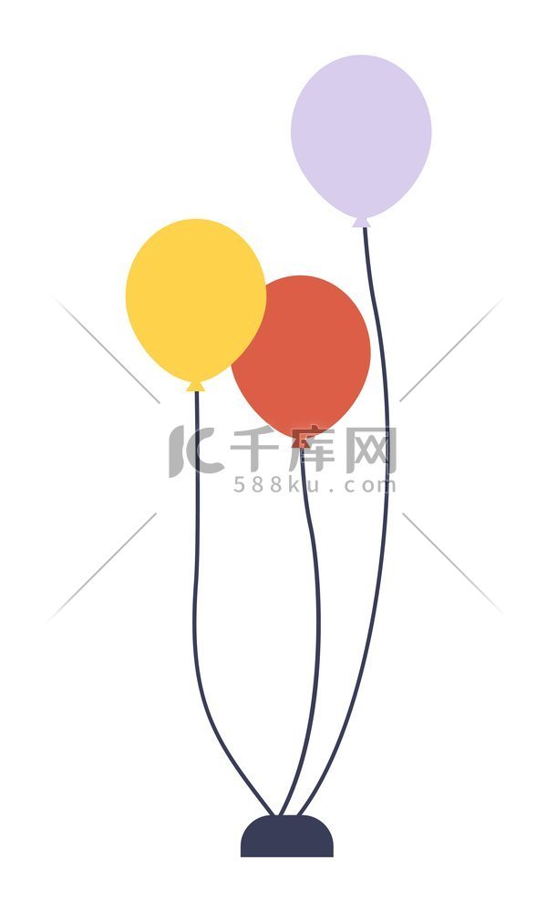 生日气球问候元素一束五颜六色的