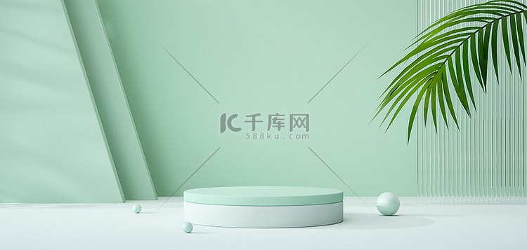 展台几何立体绿色c4d