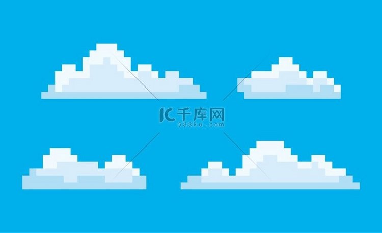像素艺术游戏图标矢量孤立的位云