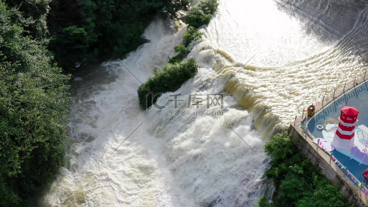 河流洪涝洪水涝水大水开闸泄洪