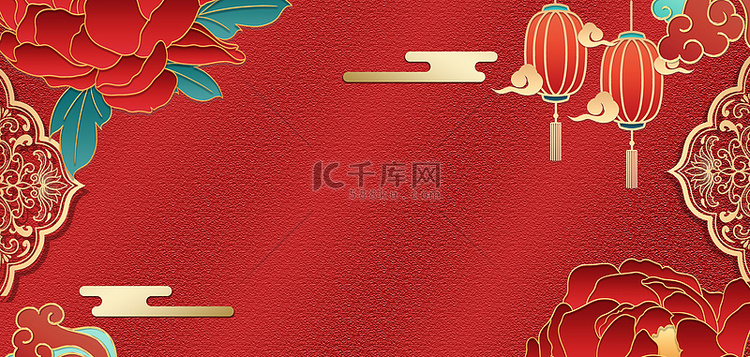 中国风浮雕国潮红色海报背景
