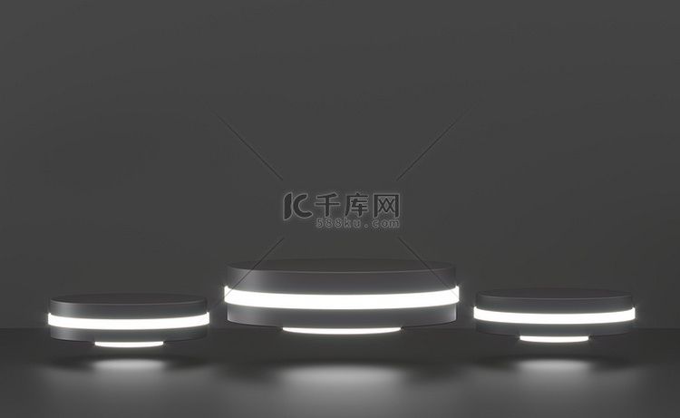 圆形讲台、底座或平台，由聚光灯