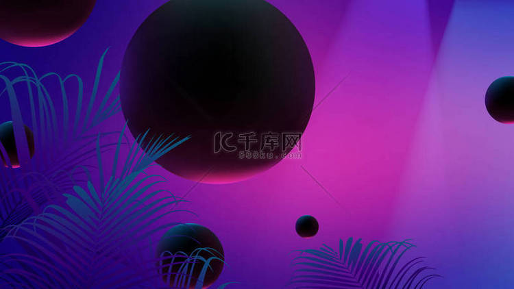 中子发光梯度背景和黑色发光球体