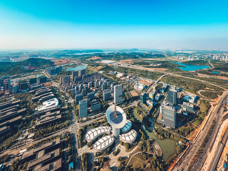 武汉城市全景晴天建筑光谷未来科