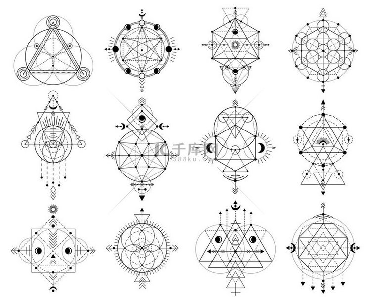 神圣的几何图形，抽象神秘的线性