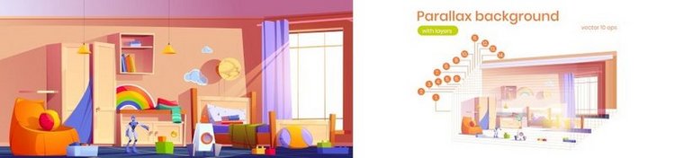 视差背景儿童卧室用于2游戏动画