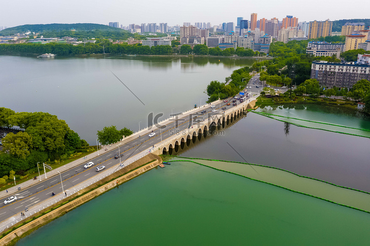 武汉城市建筑晴天建筑双洞桥俯拍