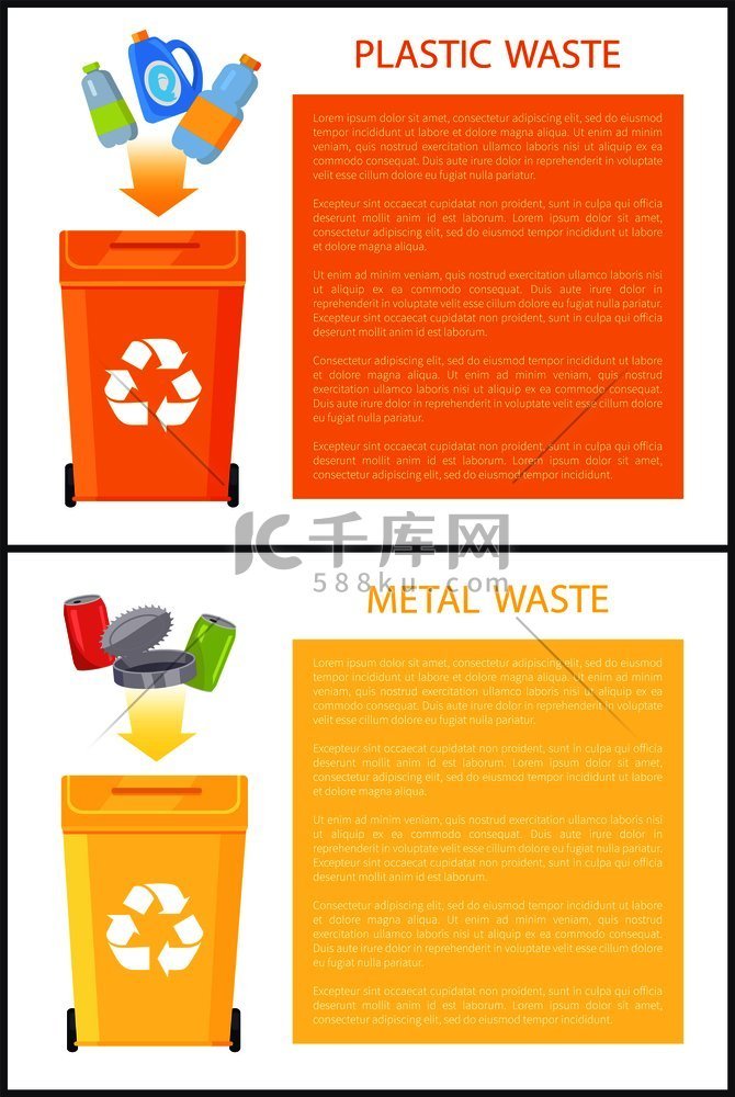 塑料和金属废物海报收集、带回收