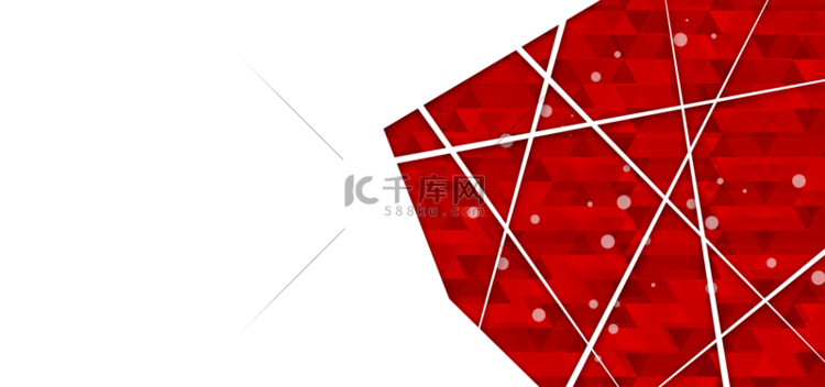 几何线条剪纸叠加红色商务背景