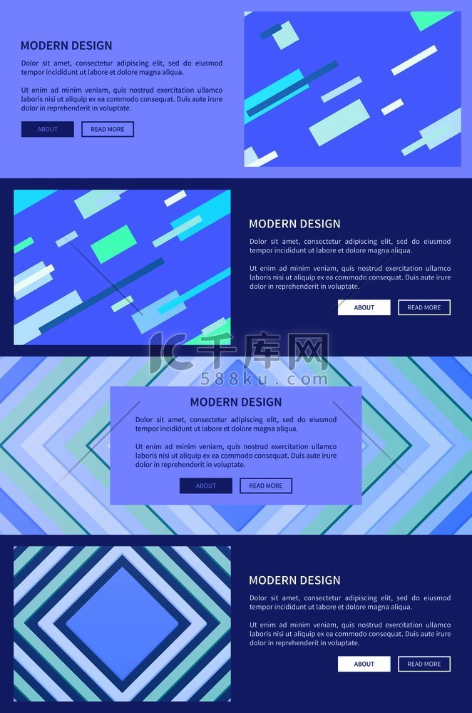现代设计的紫色和蓝色网页、信息