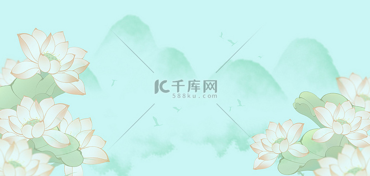 中国风典雅荷花花卉景观海报背景