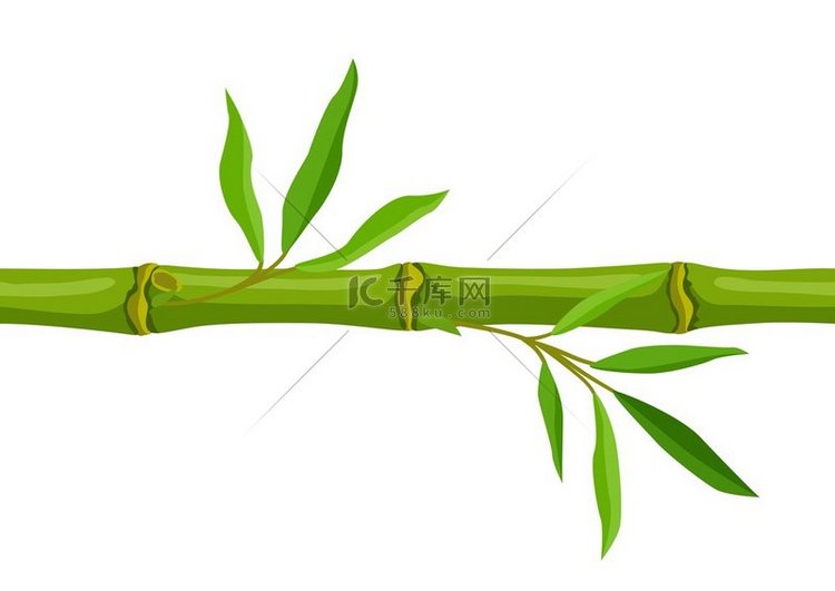 与绿色竹茎和叶子的无缝模式。