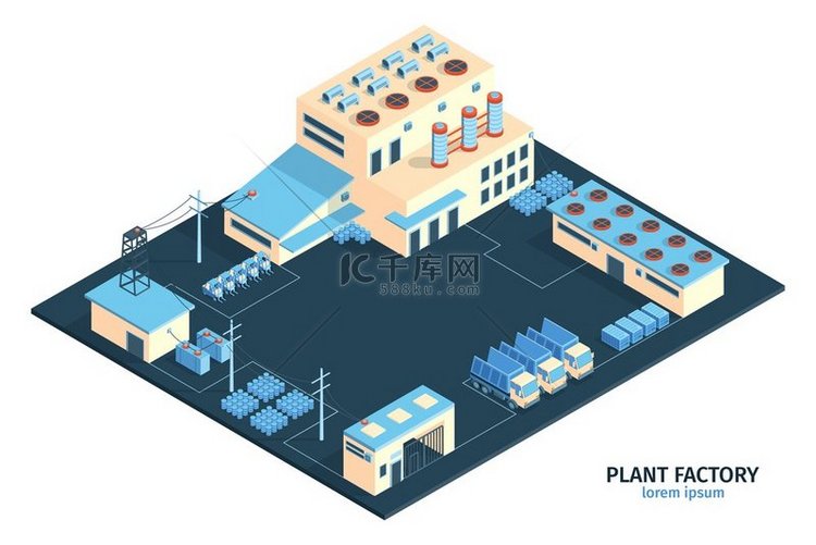 等距工业厂房工厂组成带可编辑文