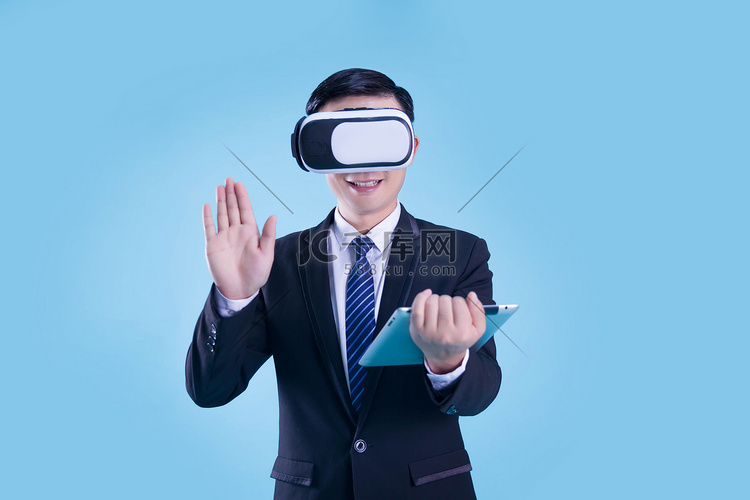 人像眼镜科技虚拟商务VR摄影图
