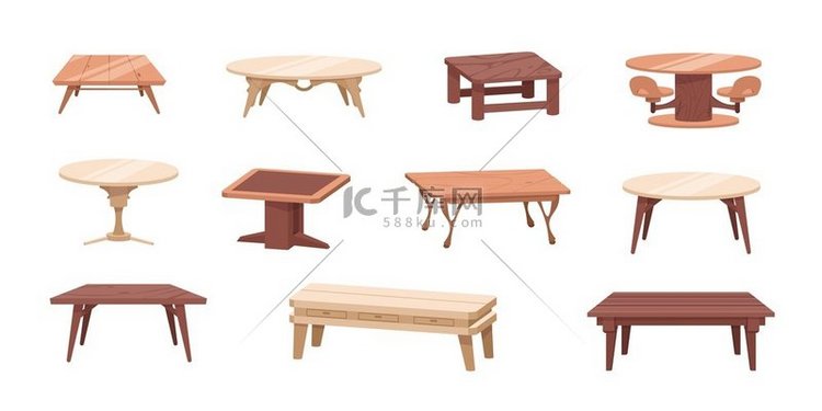 木桌子。