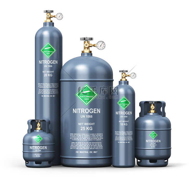 套不同液化的氮工业气体容器