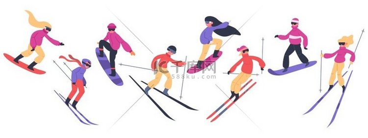滑雪者和单板滑雪者。