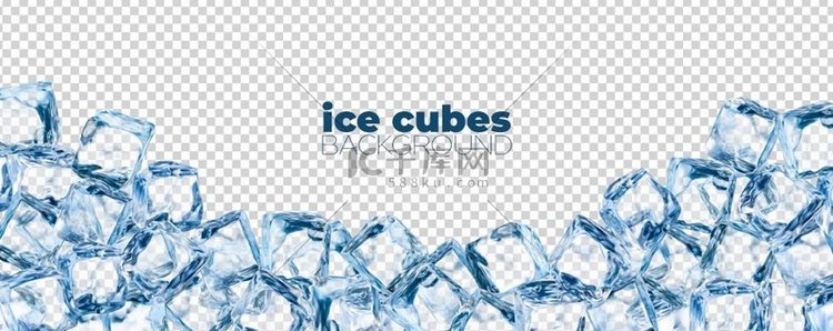 逼真的冰块背景水晶冰块框架蓝色