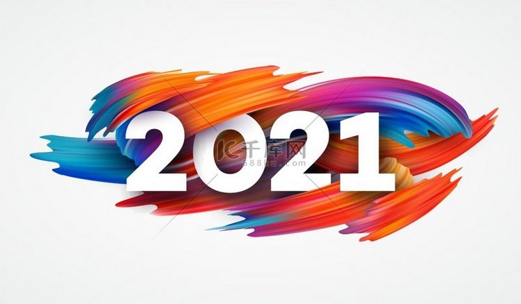 以2021新年快乐为背景的彩色