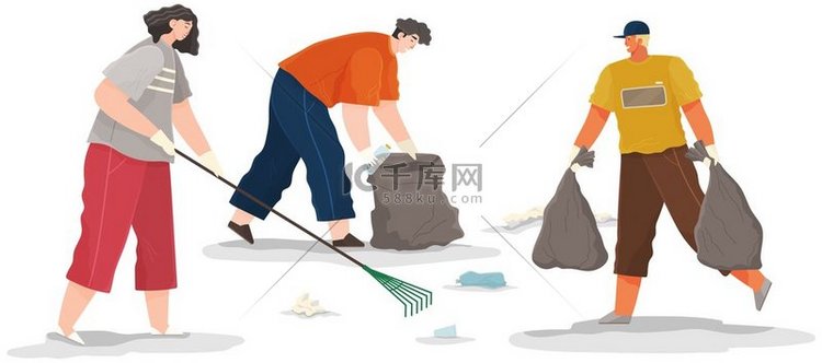 志愿者正在清扫领地。