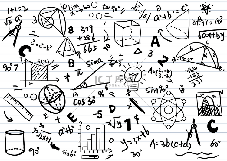 黑色几何图形教育数学公式背景