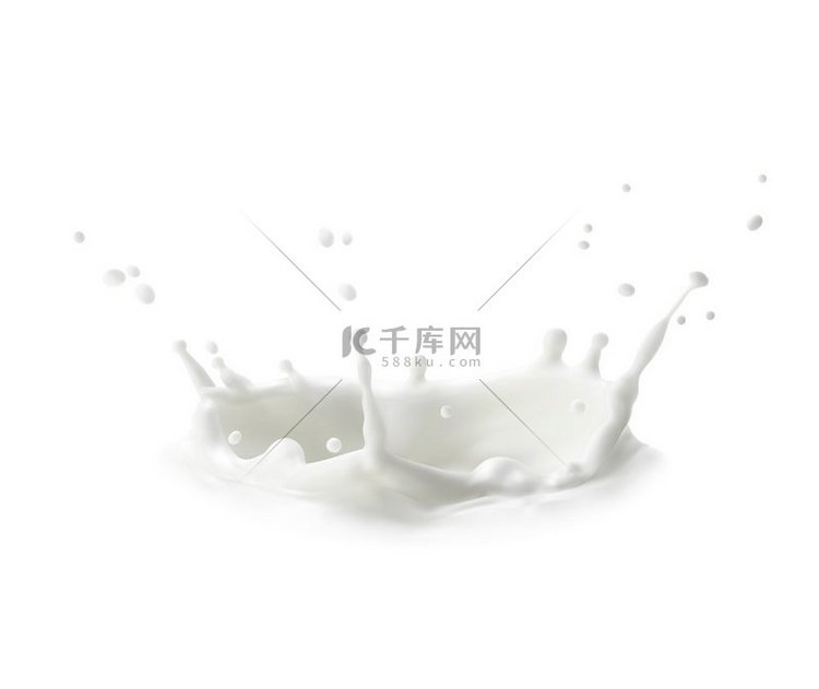 奶冠飞溅飞溅物和白色乳白色水滴