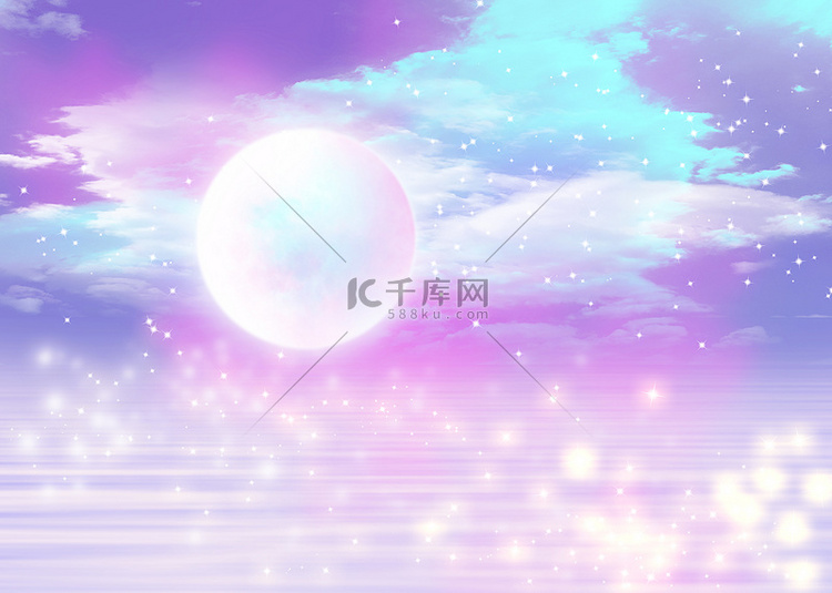 日本漫画梦幻抽象粉紫色云朵背景