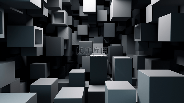 3D现代抽象立方体简约背景