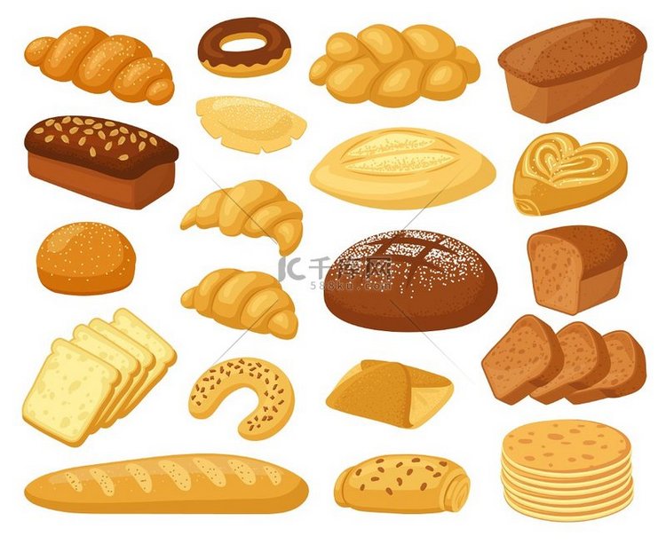 卡通面包面包制品面包卷面包和吐