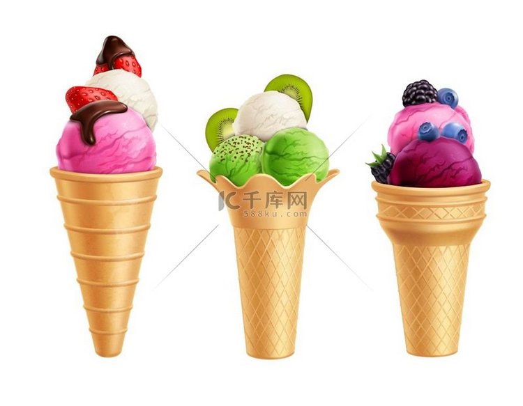 水果冰淇淋逼真套装一套逼真的冰