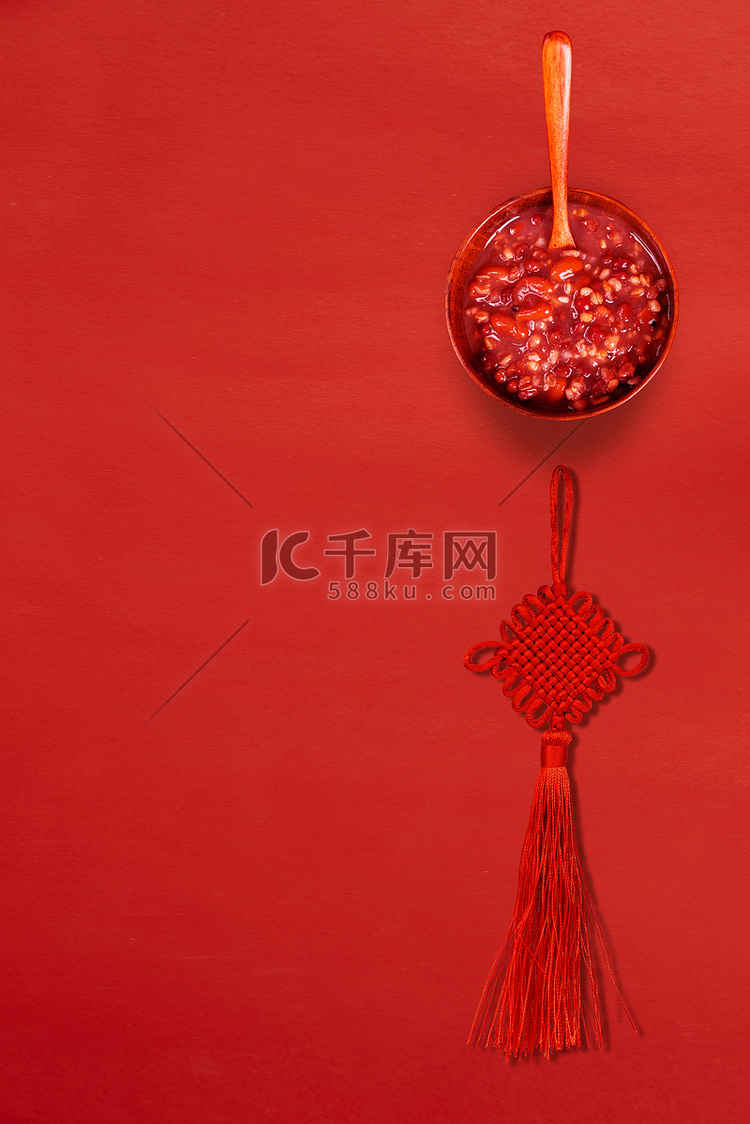 腊八节中国结红色简洁背景
