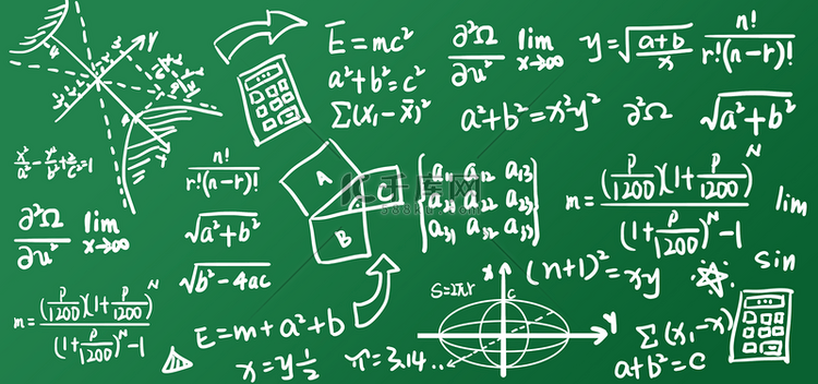 绿色黑板上的数字几何教育数学公