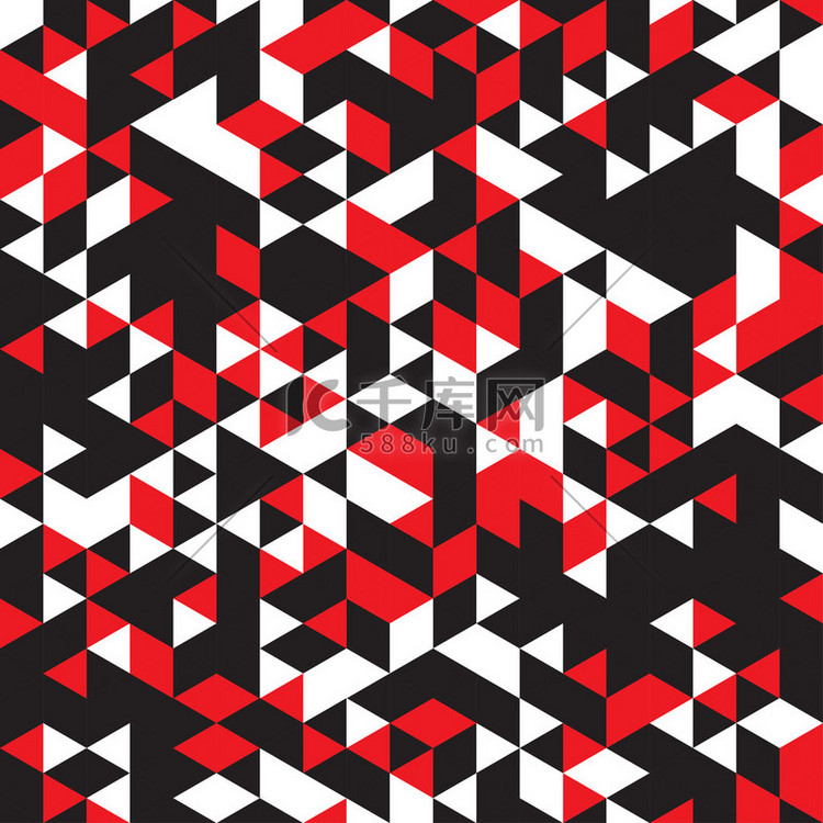 抽象的几何图案的红、 白、 黑