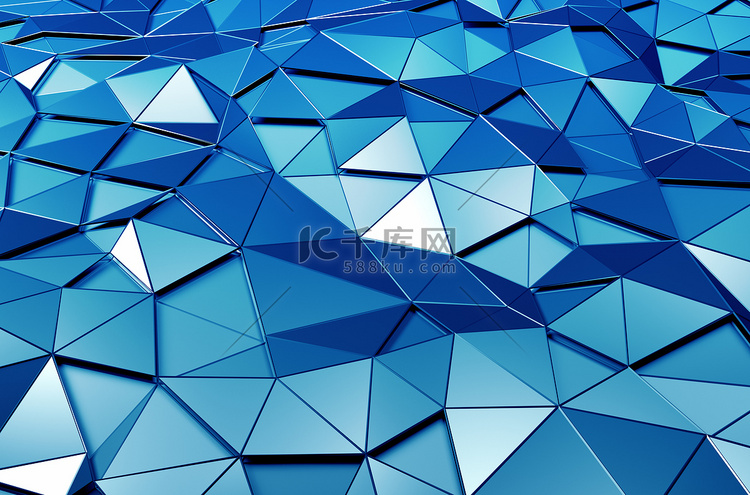 抽象的低聚 3d 渲染蓝色表面.