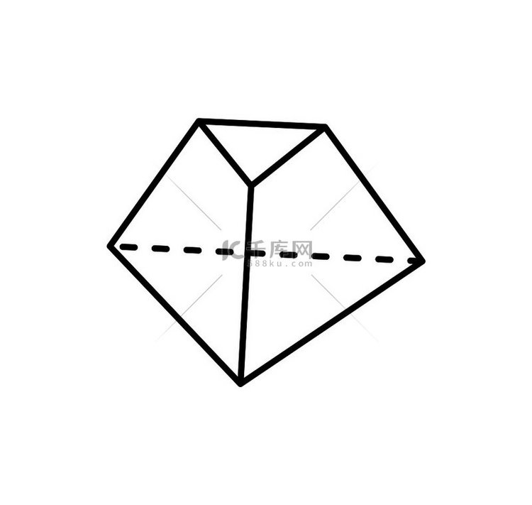 带边的虚线和直线形状的八面体几