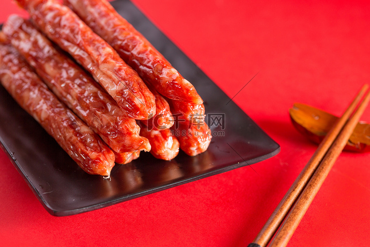 年货春节美食过年广式香肠摄影图