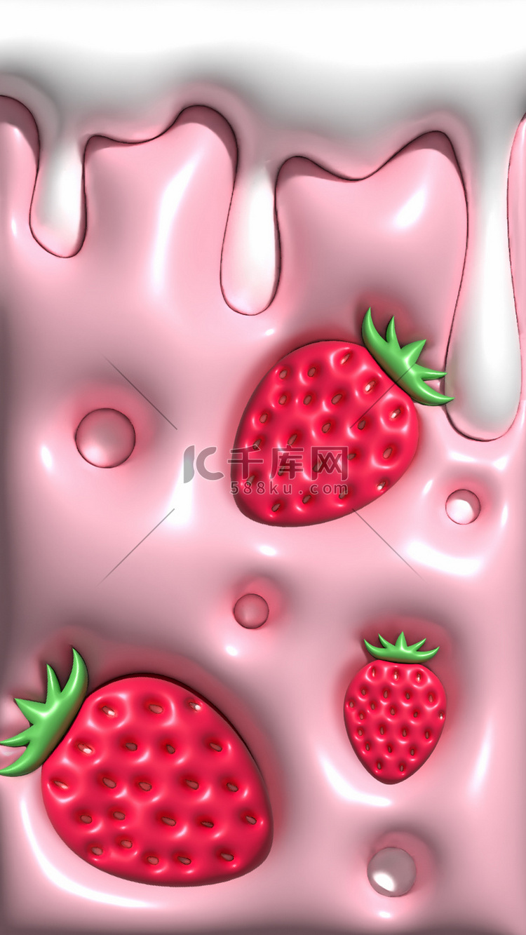 小清新草莓壁纸手机壁纸