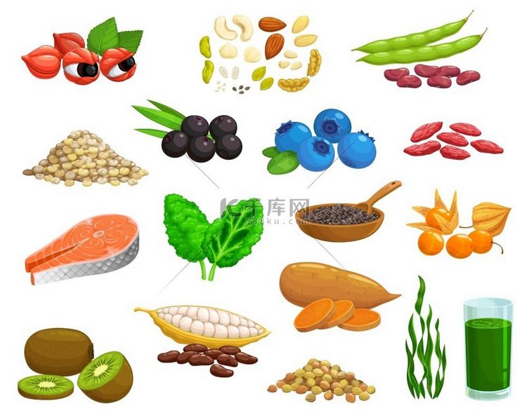 超级食物浆果、蔬菜和水果。