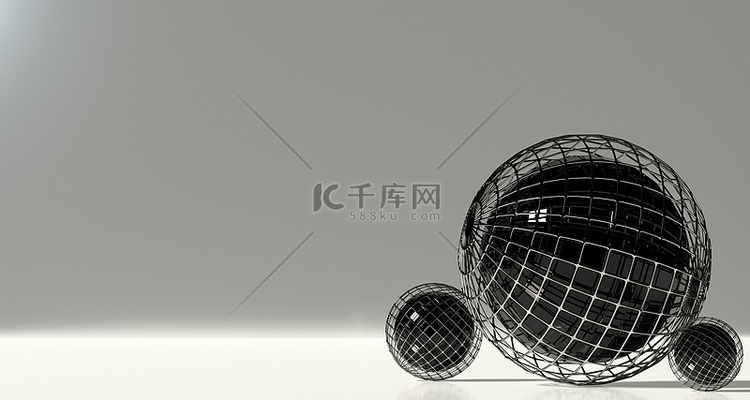 组的抽象球体在灰色的背景上。3