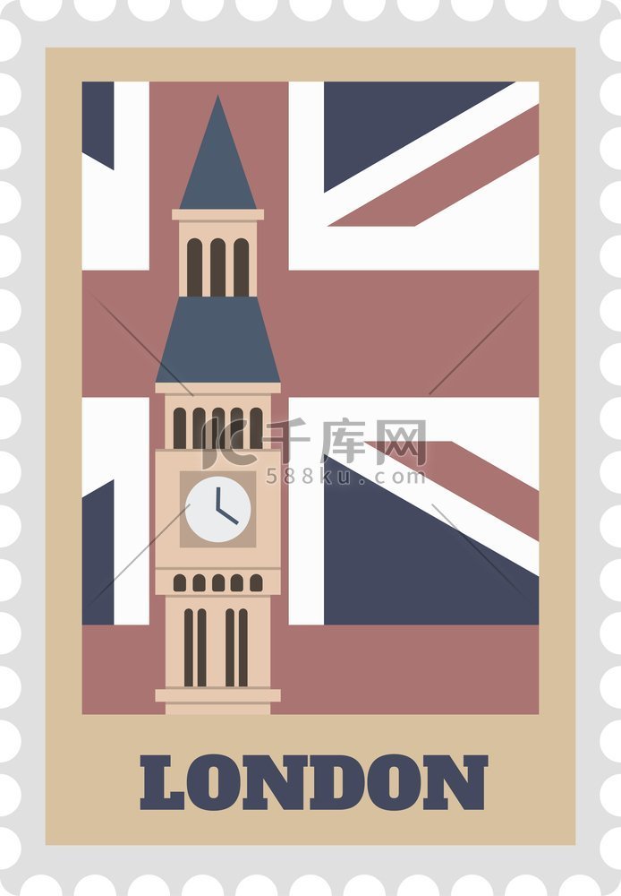 英国伦敦邮政邮票纸标签隔离矢量